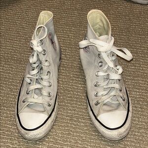 Grey-White Converse Chuck Taylor All Star High Tops (No Platform)